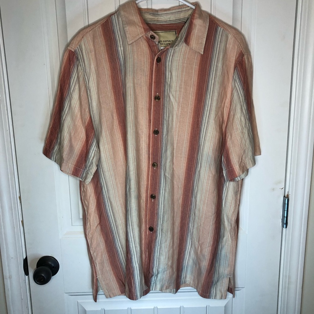 Island Republic Collection Men’s Pink/Peach Stripe Short Sleeve size XL